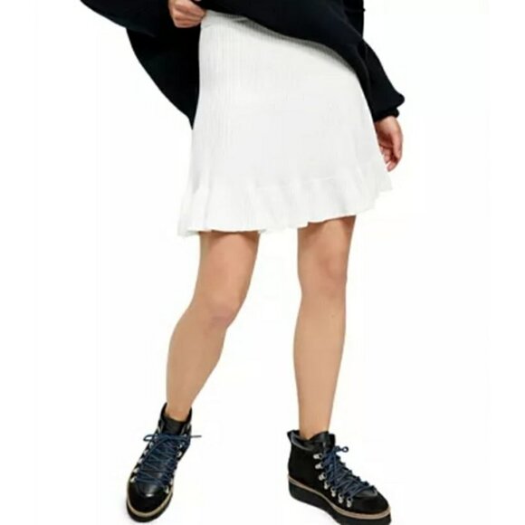 FREE PEOPLE SOLID CREAM RIBBED SKIRT - Picture 1 of 4